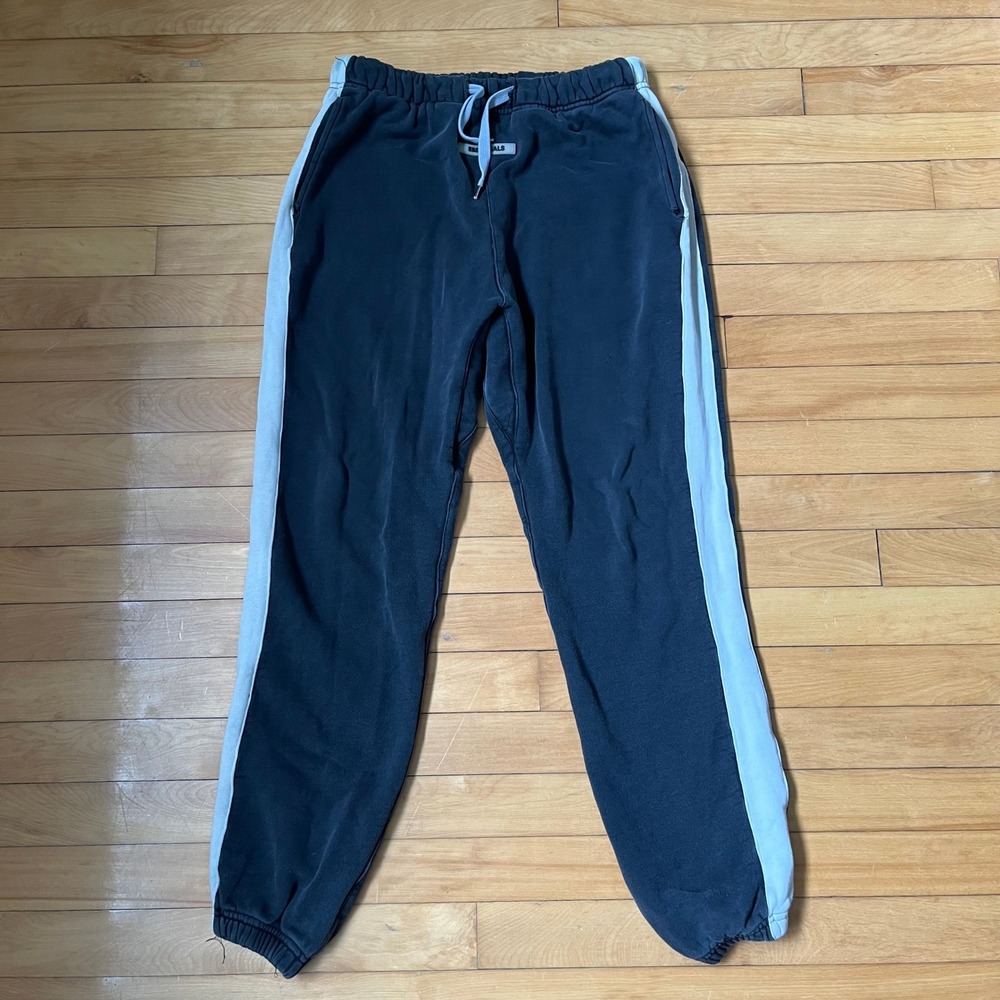 Fear of God Essentials Side Stripe Sweatpants Black Grey Joggers Mens Size S